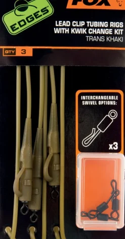FOX Carp Edges Lead Clip Tubing Rigs + Kwik Change Kit