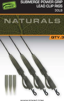 FOX Carp EDGES Naturals Submerge Power Grip Lead Clip Leaders 30lb