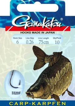 Gamakatsu gebundene Haken Karpfen BKD-3320g #2 75cm 0,30mm