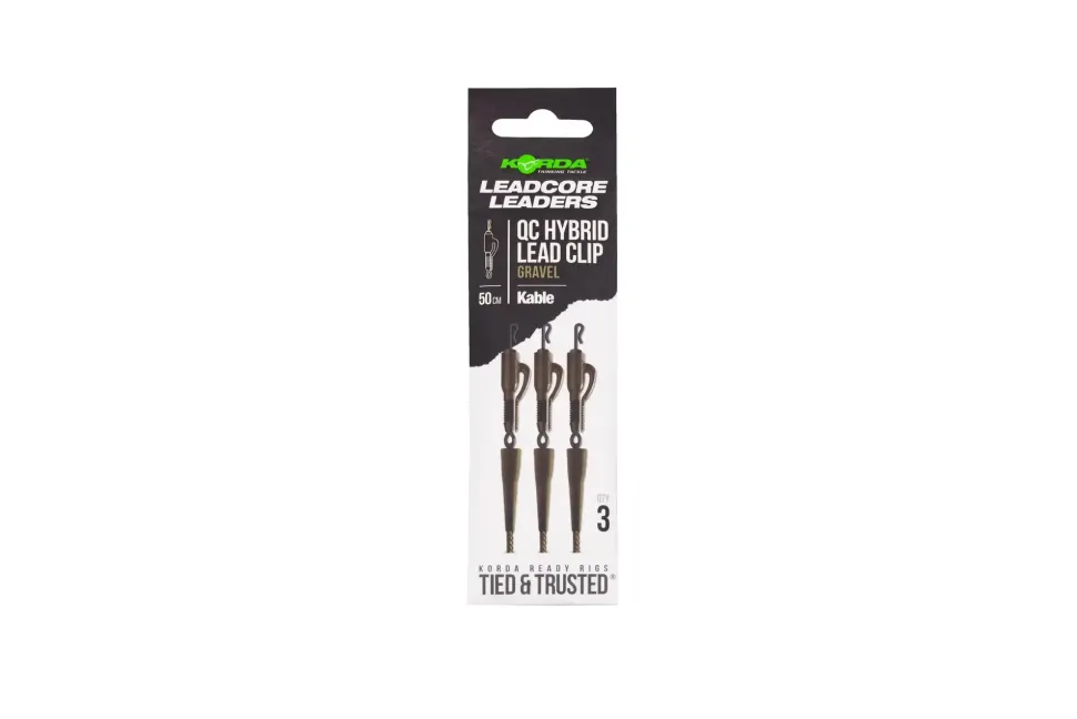 Korda Kable Leadcore Leader Hybrid Lead Clip QC Swivel 50cm Weed