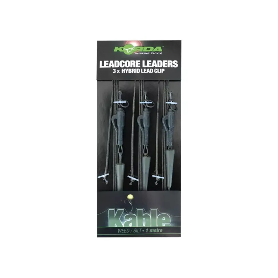 Korda Leadcore Leaders Hybrid Lead Clip QC Swivel 100cm Weed