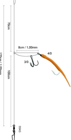 Spro Norway Expedition Rig 9 Live Bait Gummi Mak UV Gr.3/0 und 4/0 170cm 1,0mm 2 1,7m